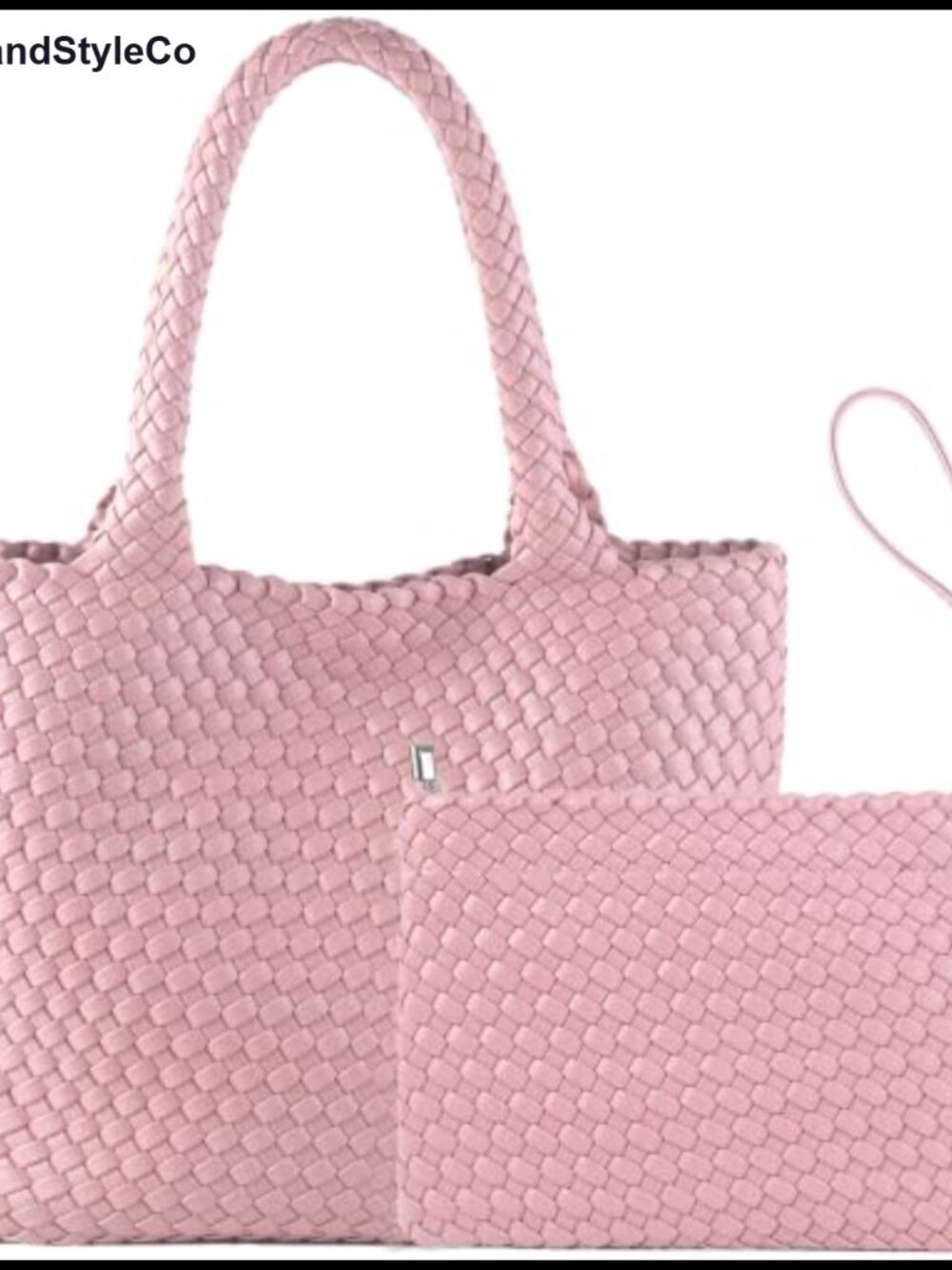 Woven Vegan Leather Tote Bag Large Capacity Shoulder Shopper Handbag